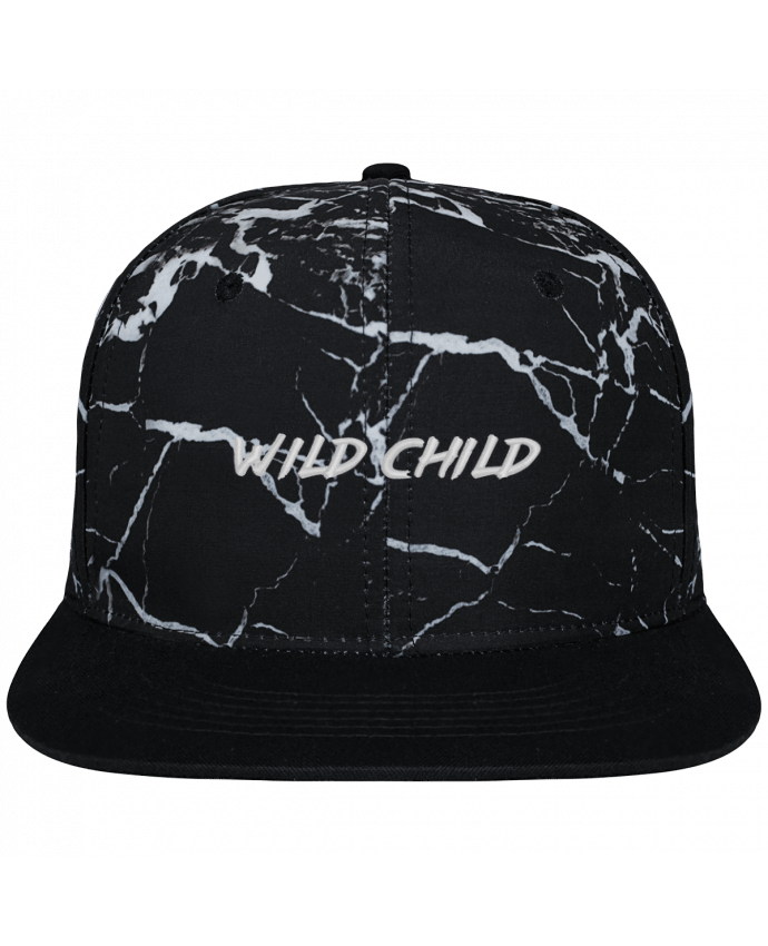 Snapback Cap black mineral Crown pattern Wild Child brodé et toile imprimée motif minéral noir et blanc