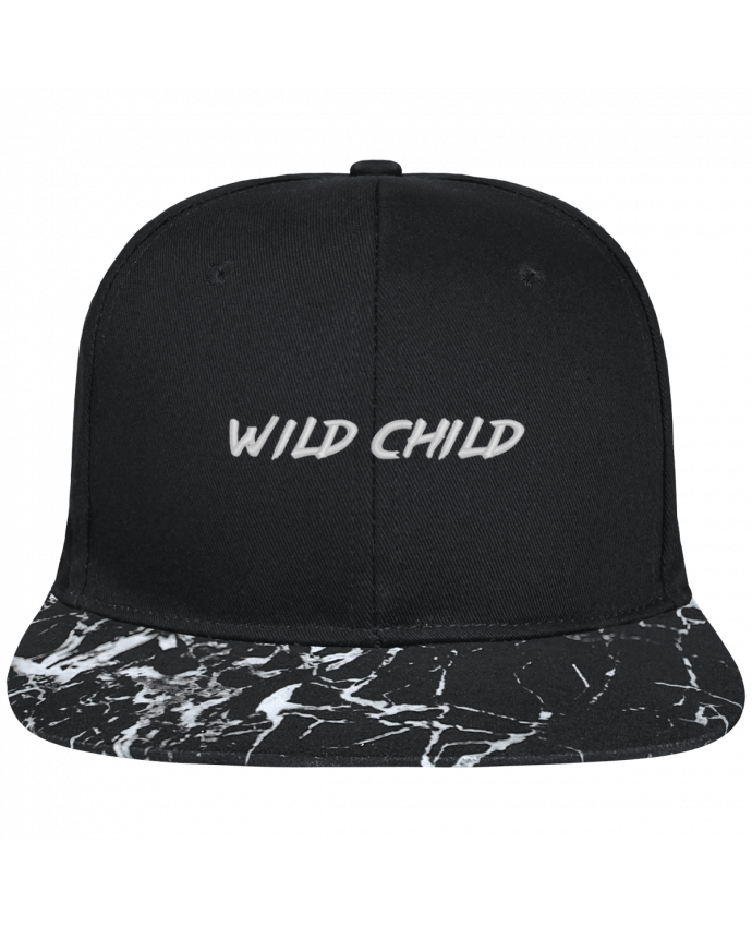 Snapback black visiere minerale Wild Child brodé avec toile noire 100% coton et visière imprimée mot