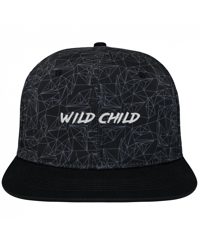 Casquette snapback geometric noire Wild Child brodé avec toile imprimée et visière noire
