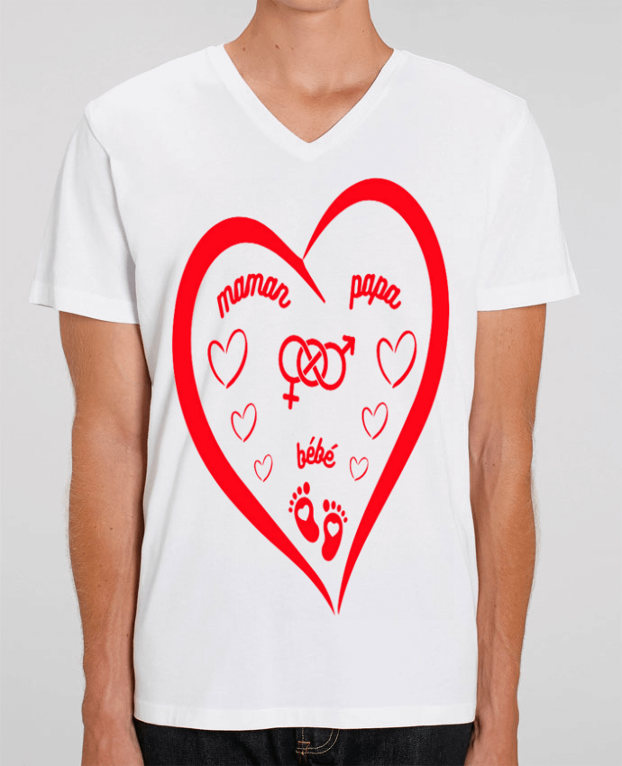 T-shirt homme NAISSANCE BEBE COEUR ROUGE DE FAMILLE MAMAN PAPA BEBE par LIAMRIVIERART