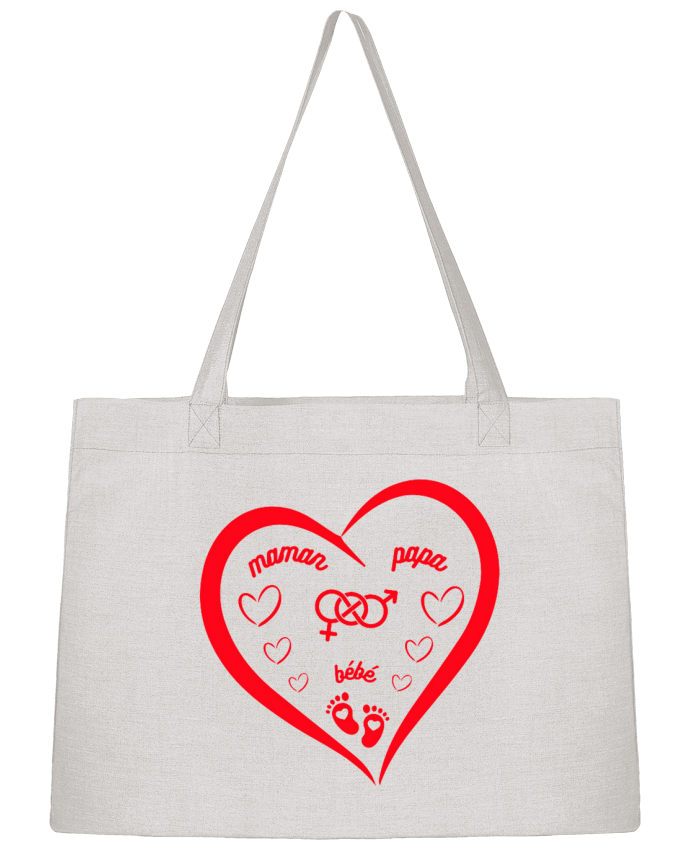 Sac Shopping NAISSANCE BEBE COEUR ROUGE DE FAMILLE MAMAN PAPA BEBE par LIAMRIVIERART