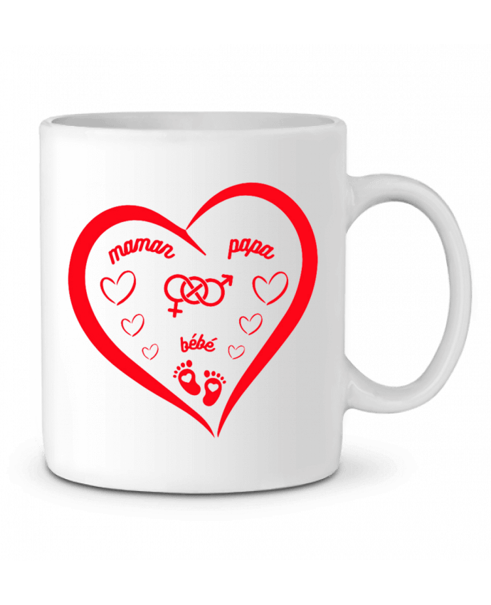 Mug  NAISSANCE BEBE COEUR ROUGE DE FAMILLE MAMAN PAPA BEBE par LIAMRIVIERART