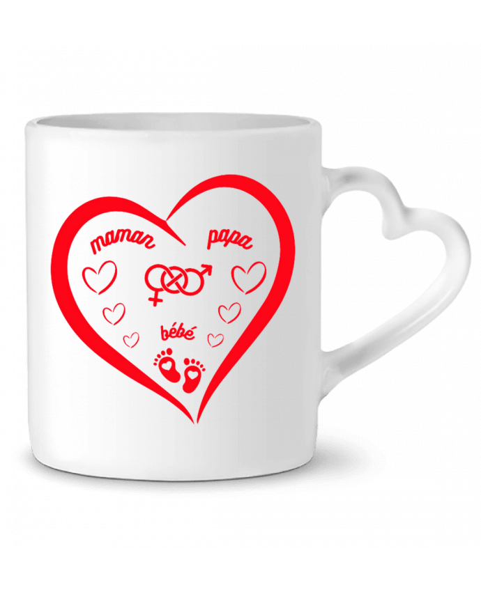 Mug coeur NAISSANCE BEBE COEUR ROUGE DE FAMILLE MAMAN PAPA BEBE par LIAMRIVIERART