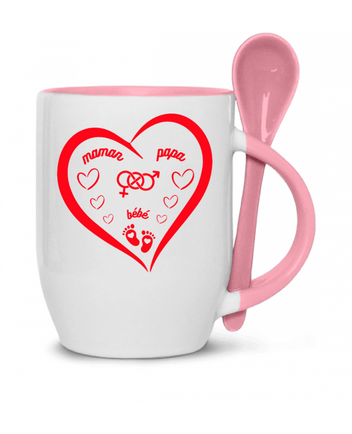  Tasse cuillère NAISSANCE BEBE COEUR ROUGE DE FAMILLE MAMAN PAPA BEBE par LIAMRIVIERART