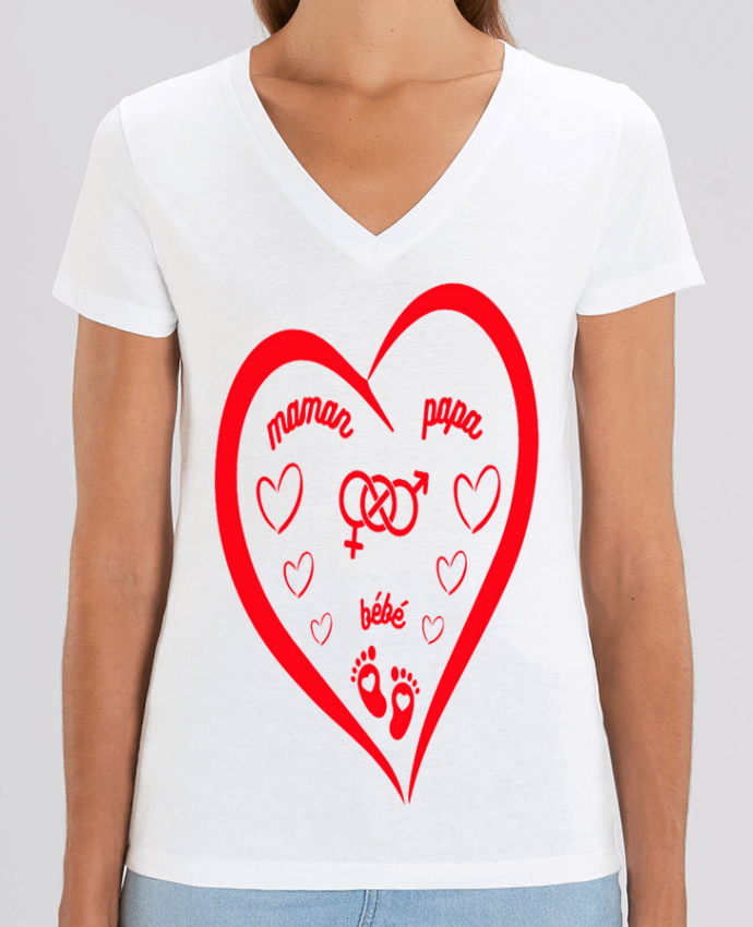 Tee-shirt femme NAISSANCE BEBE COEUR ROUGE DE FAMILLE MAMAN PAPA BEBE Par  LIAMRIVIERART