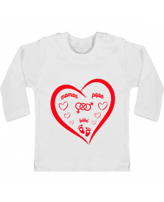 T-shirt bébé NAISSANCE BEBE COEUR ROUGE DE FAMILLE MAMAN PAPA BEBE manches longues du designer LIAMR