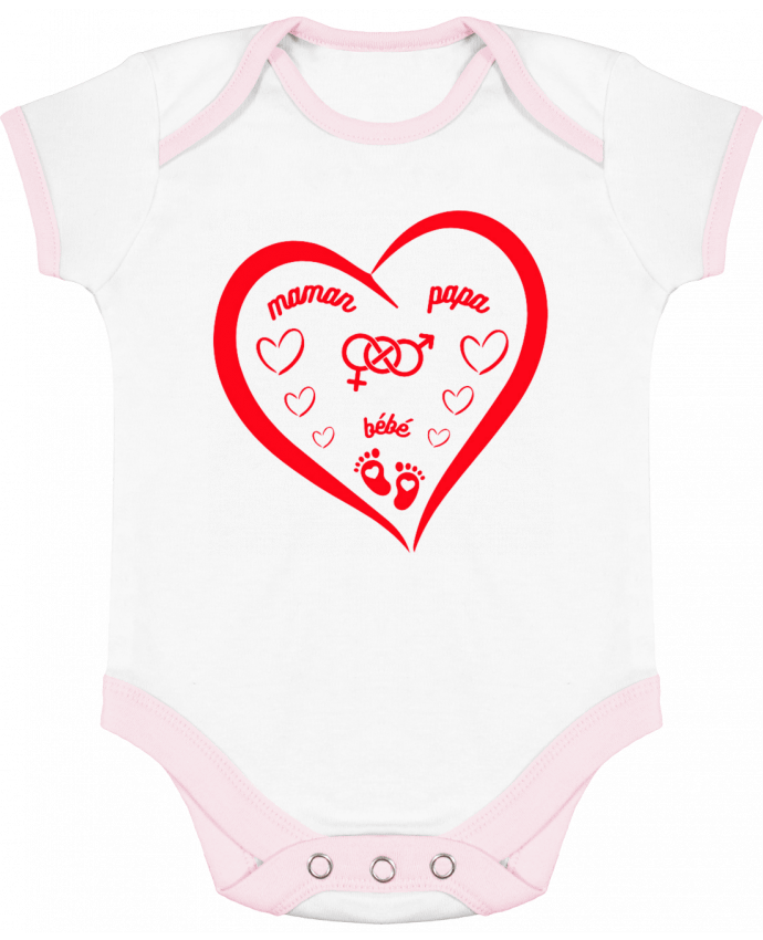 Body bébé manches contrastées NAISSANCE BEBE COEUR ROUGE DE FAMILLE MAMAN PAPA BEBE par LIAMRIVIERAR