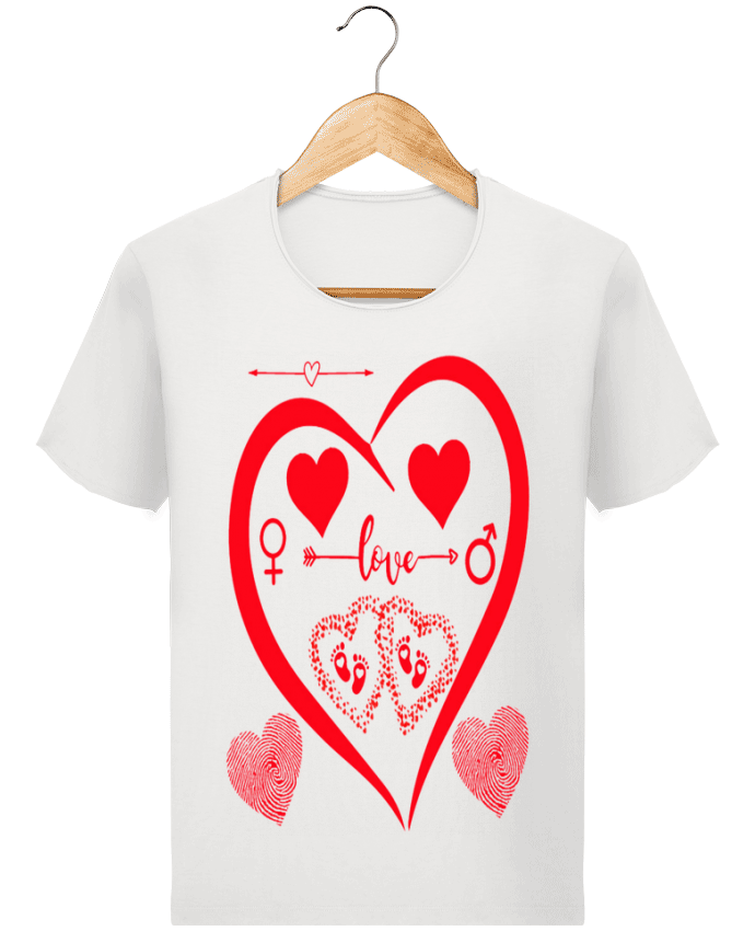  T-shirt Homme vintage NAISSANCE BEBE COEUR ROUGE DE FAMILLE MAMAN PAPA BEBE par LIAMRIVIERART