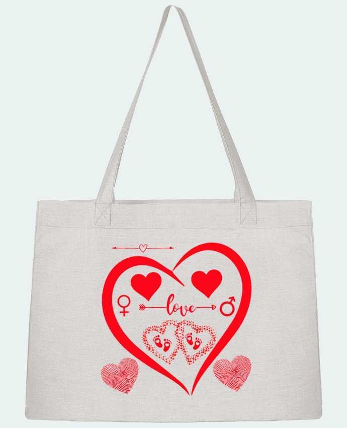 Sac Shopping NAISSANCE BEBE COEUR ROUGE DE FAMILLE MAMAN PAPA BEBE par LIAMRIVIERART