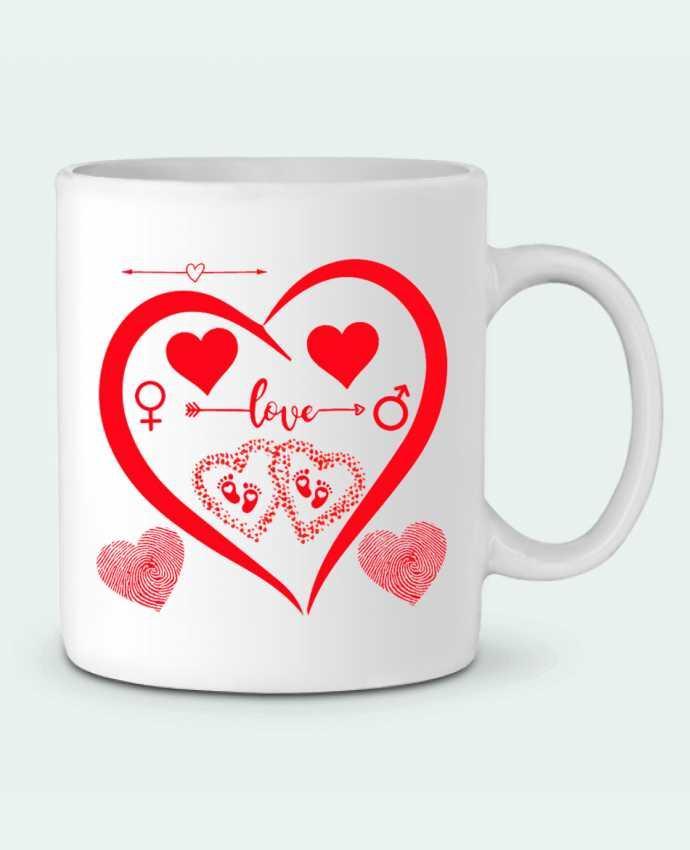 Mug  NAISSANCE BEBE COEUR ROUGE DE FAMILLE MAMAN PAPA BEBE par LIAMRIVIERART