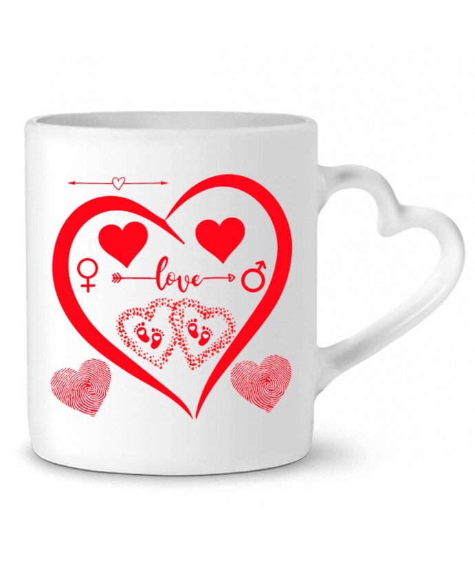 Mug coeur NAISSANCE BEBE COEUR ROUGE DE FAMILLE MAMAN PAPA BEBE par LIAMRIVIERART