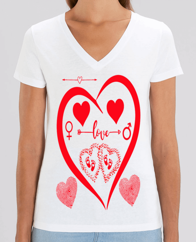 Tee-shirt femme NAISSANCE BEBE COEUR ROUGE DE FAMILLE MAMAN PAPA BEBE Par  LIAMRIVIERART