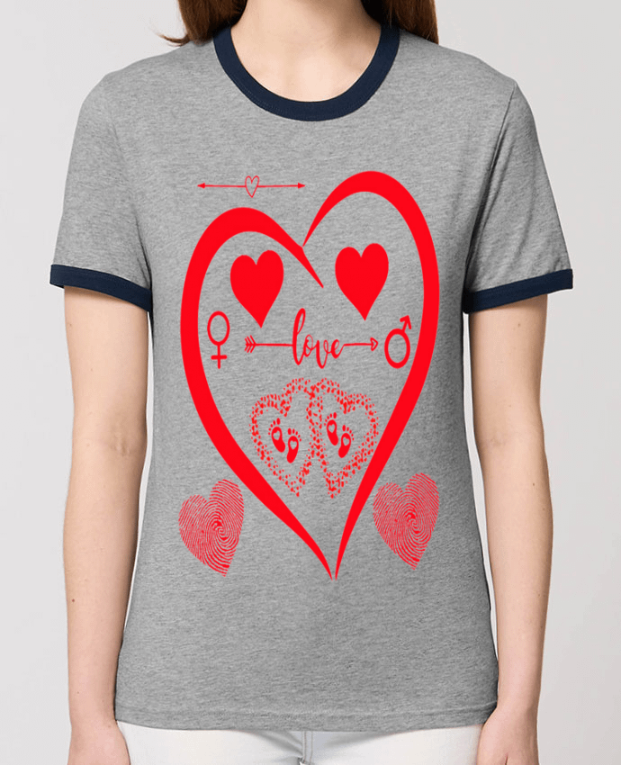 T-shirt NAISSANCE BEBE COEUR ROUGE DE FAMILLE MAMAN PAPA BEBE par LIAMRIVIERART