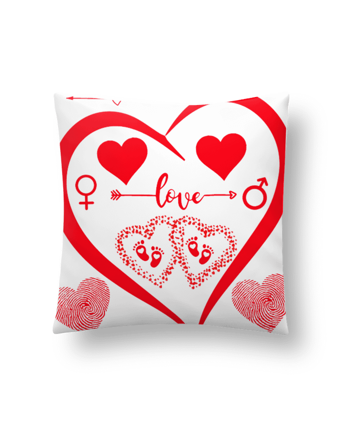 Coussin NAISSANCE BEBE COEUR ROUGE DE FAMILLE MAMAN PAPA BEBE par LIAMRIVIERART