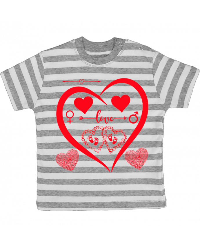 Tee-shirt bébé à rayures NAISSANCE BEBE COEUR ROUGE DE FAMILLE MAMAN PAPA BEBE par LIAMRIVIERART