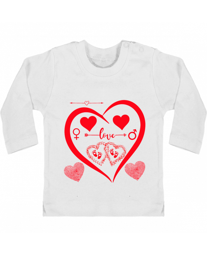 T-shirt bébé NAISSANCE BEBE COEUR ROUGE DE FAMILLE MAMAN PAPA BEBE manches longues du designer LIAMR