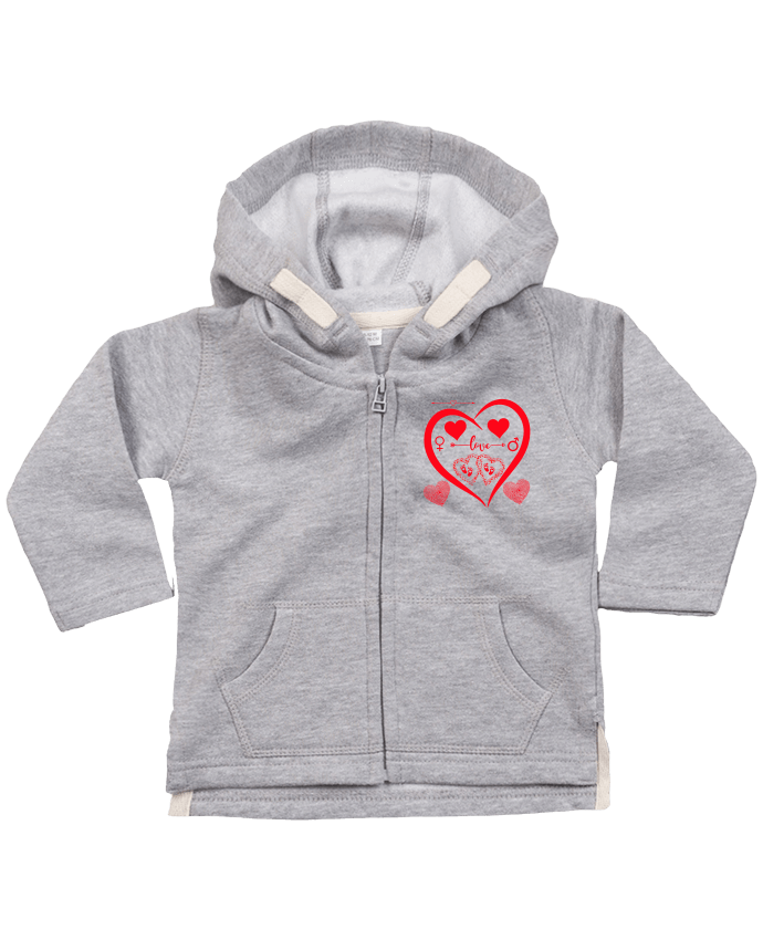 Sweat à capuche bébé zippé NAISSANCE BEBE COEUR ROUGE DE FAMILLE MAMAN PAPA BEBE par LIAMRIVIERART