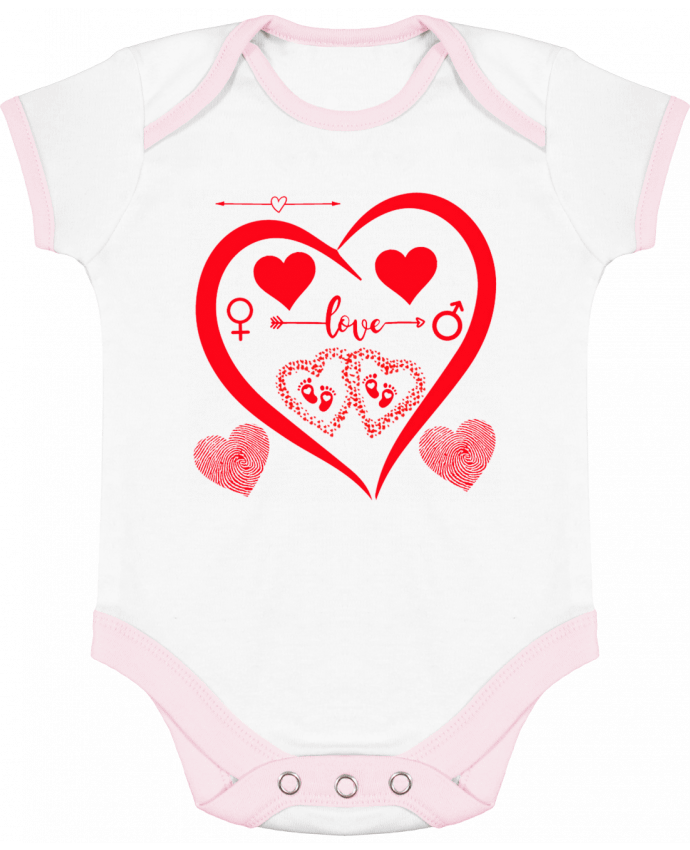 Body bébé manches contrastées NAISSANCE BEBE COEUR ROUGE DE FAMILLE MAMAN PAPA BEBE par LIAMRIVIERAR