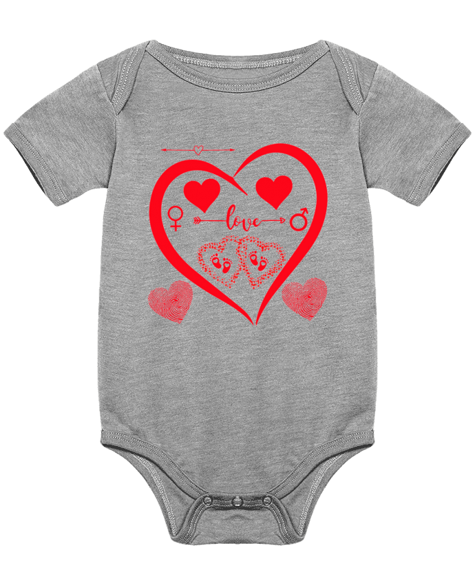 Body bébé NAISSANCE BEBE COEUR ROUGE DE FAMILLE MAMAN PAPA BEBE par LIAMRIVIERART