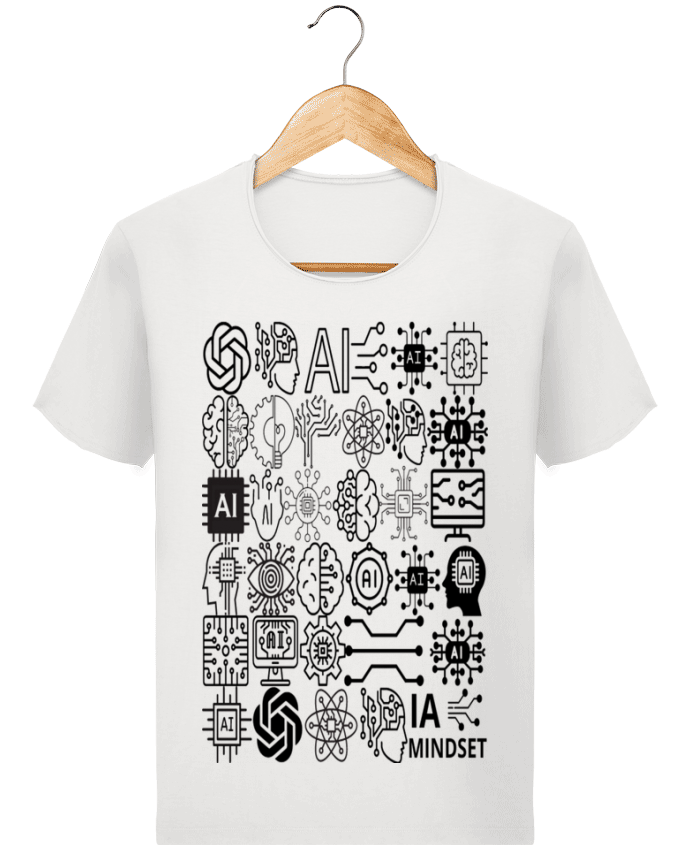  T-shirt Homme vintage INTELLIGENCE ARTIFICIELLE MOTIF NOIR ET BLANC IA MINDSET AI par LIAMRIVIERART