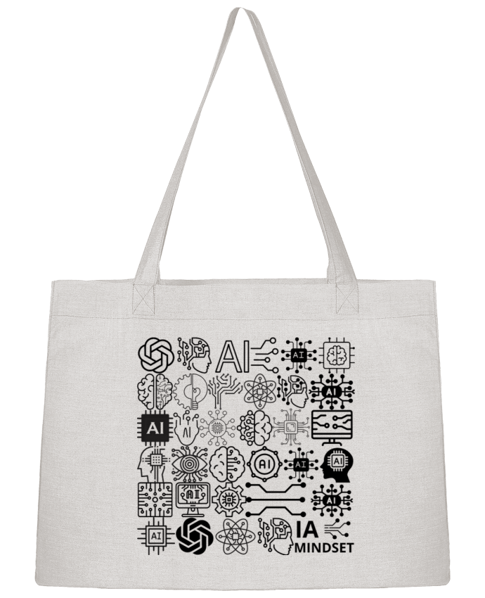 Sac Shopping INTELLIGENCE ARTIFICIELLE MOTIF NOIR ET BLANC IA MINDSET AI par LIAMRIVIERART