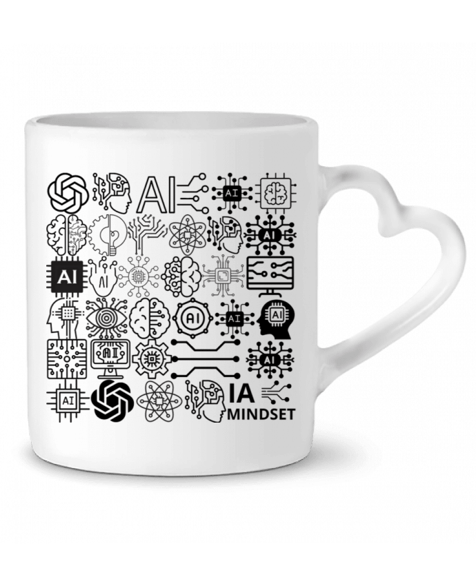 Mug coeur INTELLIGENCE ARTIFICIELLE MOTIF NOIR ET BLANC IA MINDSET AI par LIAMRIVIERART