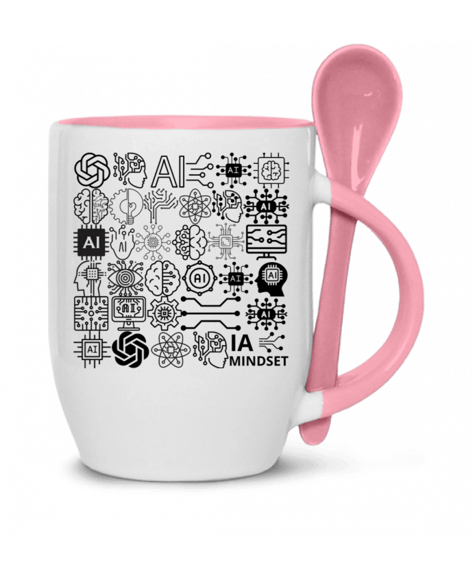  Tasse cuillère INTELLIGENCE ARTIFICIELLE MOTIF NOIR ET BLANC IA MINDSET AI par LIAMRIVIERART