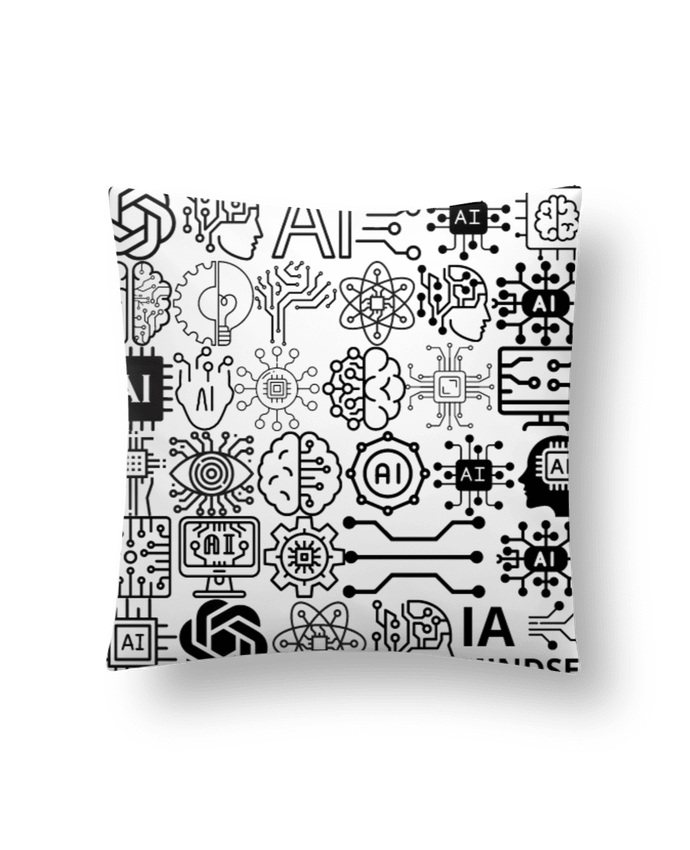 Coussin INTELLIGENCE ARTIFICIELLE MOTIF NOIR ET BLANC IA MINDSET AI par LIAMRIVIERART