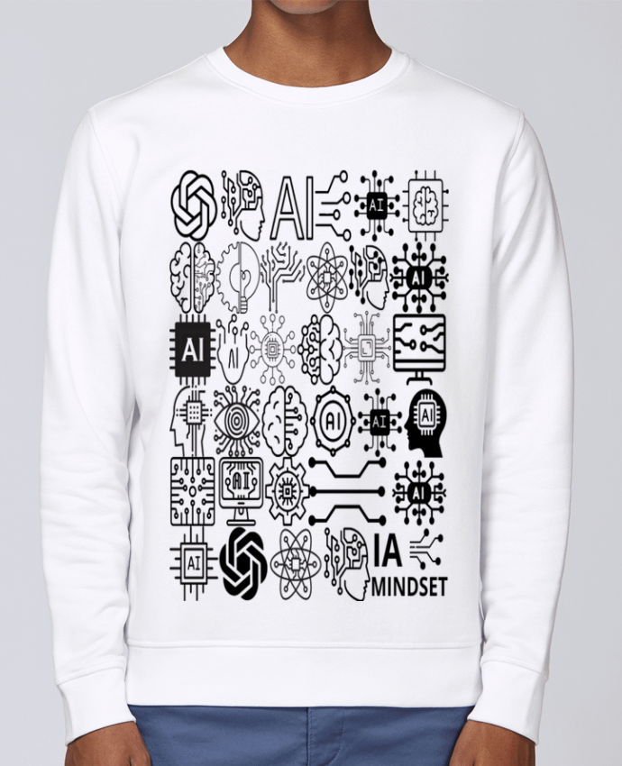 Sweatshirt INTELLIGENCE ARTIFICIELLE MOTIF NOIR ET BLANC IA MINDSET AI par LIAMRIVIERART