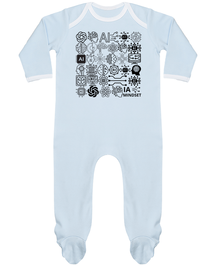 Body Pyjama Bébé INTELLIGENCE ARTIFICIELLE MOTIF NOIR ET BLANC IA MINDSET AI par LIAMRIVIERART