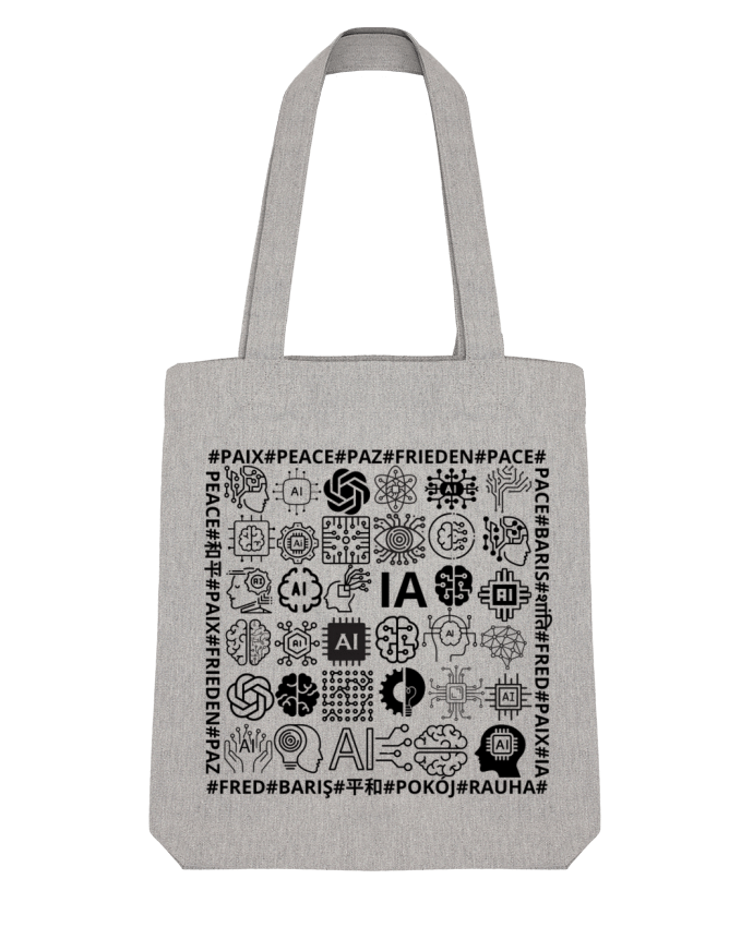 Tote Bag Stanley Stella PAIX INTELLIGENCE ARTIFICIELLE MOTIF NOIR ET BLANC IA MINDSET AI LANGUE ETRA