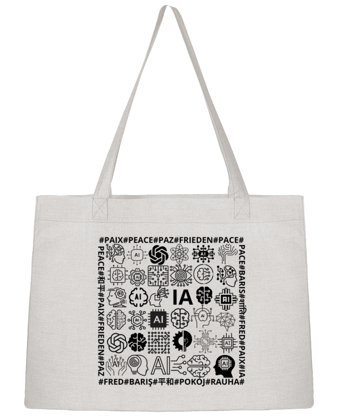 Sac Shopping PAIX INTELLIGENCE ARTIFICIELLE MOTIF NOIR ET BLANC IA MINDSET AI LANGUE ETRANGERE par L