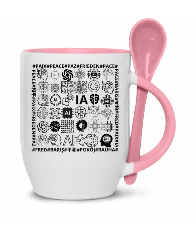  Tasse cuillère PAIX INTELLIGENCE ARTIFICIELLE MOTIF NOIR ET BLANC IA MINDSET AI LANGUE ETRANGERE pa