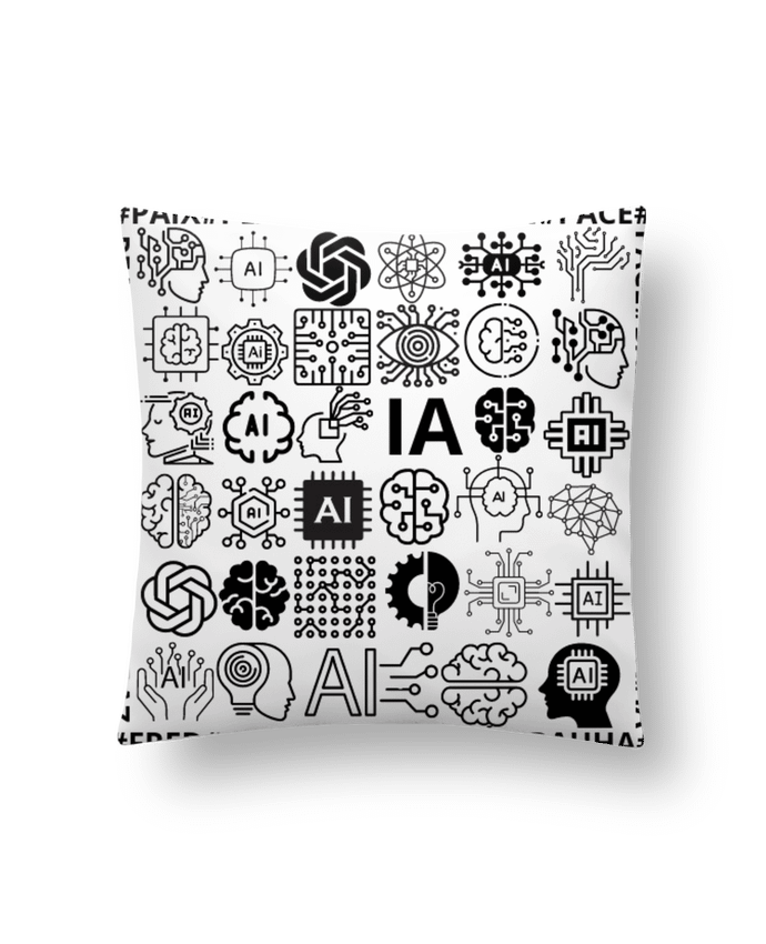 Coussin PAIX INTELLIGENCE ARTIFICIELLE MOTIF NOIR ET BLANC IA MINDSET AI LANGUE ETRANGERE par LIAMRI