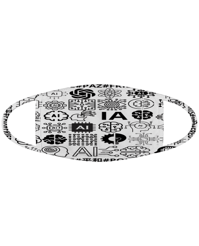 Masque PAIX INTELLIGENCE ARTIFICIELLE MOTIF NOIR ET BLANC IA MINDSET AI LANGUE ETRANGERE par LIAMRIV