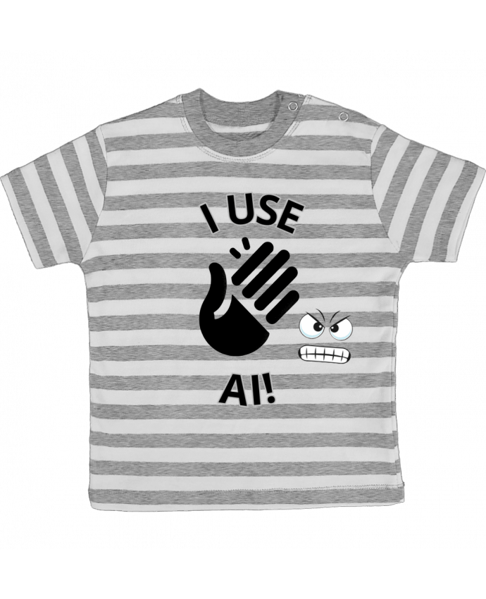 Tee-shirt bébé à rayures INTELLIGENCE ARTIFICIELLE MOTIF NOIR ET BLANC par LIAMRIVIERART