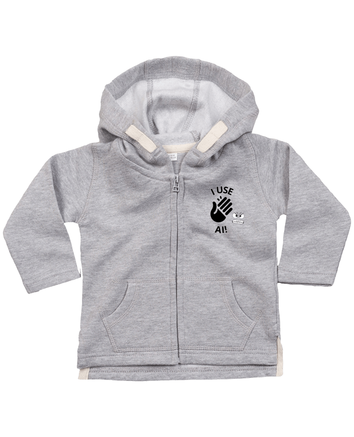 Sweat à capuche bébé zippé INTELLIGENCE ARTIFICIELLE MOTIF NOIR ET BLANC par LIAMRIVIERART