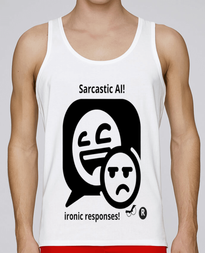 Débardeur homme HUMOUR GEEK INTELLIGENCE ARTIFICIELLE NOIR  ET BLANC MOTIF UNIQUE par LIAMRIVIERART 