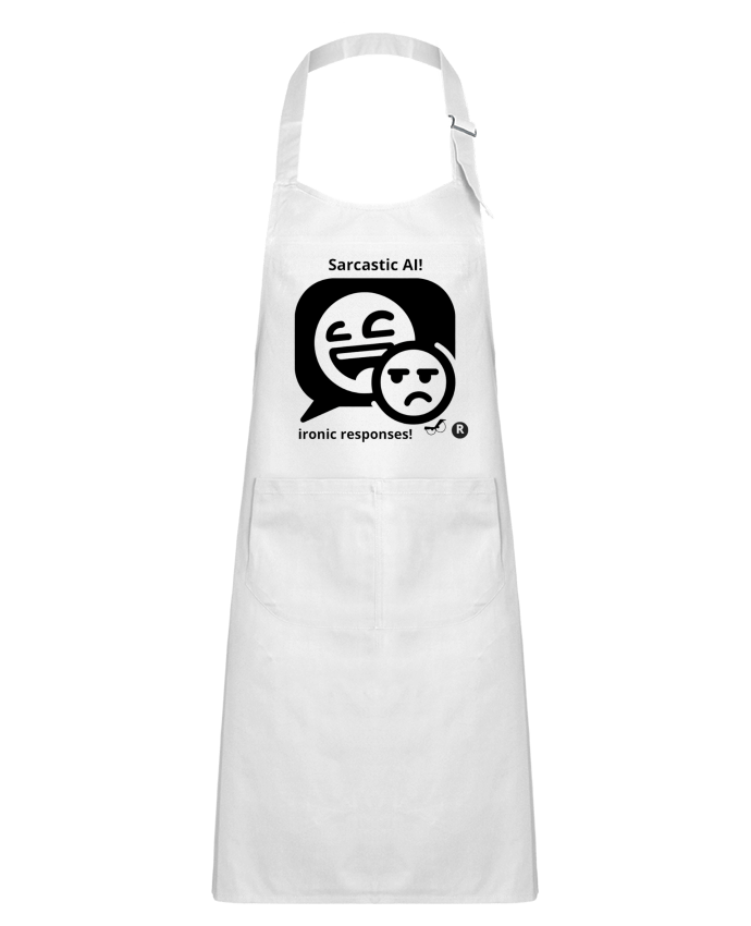 Tablier Enfant HUMOUR GEEK INTELLIGENCE ARTIFICIELLE NOIR  ET BLANC MOTIF UNIQUE par LIAMRIVIERART