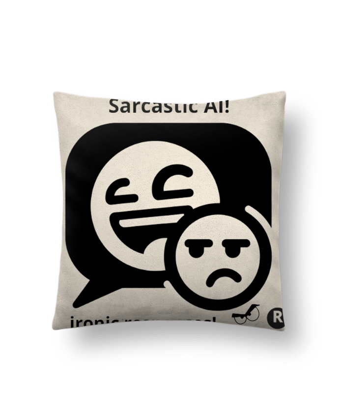 Coussin suédine HUMOUR GEEK INTELLIGENCE ARTIFICIELLE NOIR  ET BLANC MOTIF UNIQUE par LIAMRIVIERART