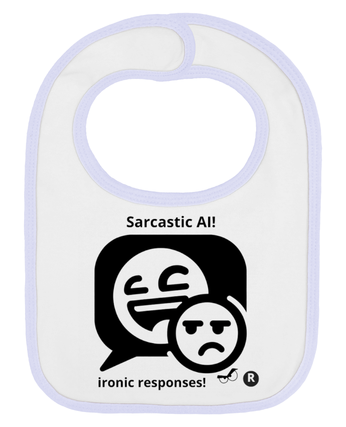 Bavoir bébé uni HUMOUR GEEK INTELLIGENCE ARTIFICIELLE NOIR  ET BLANC MOTIF UNIQUE par LIAMRIVIERART