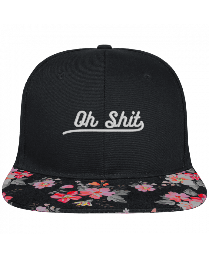 Snapback Cap visor black floral Crown pattern Oh shit brodé et visière à motifs 100% polyester et toile coton