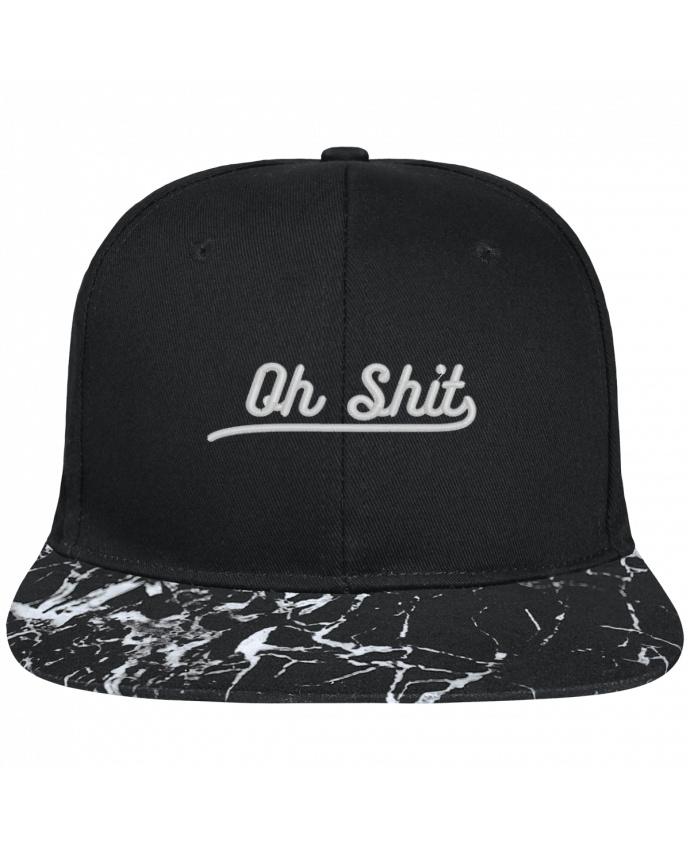 Snapback Cap visor black mineral pattern Oh shit brodé avec toile noire 100% coton et visière imprimée motif 