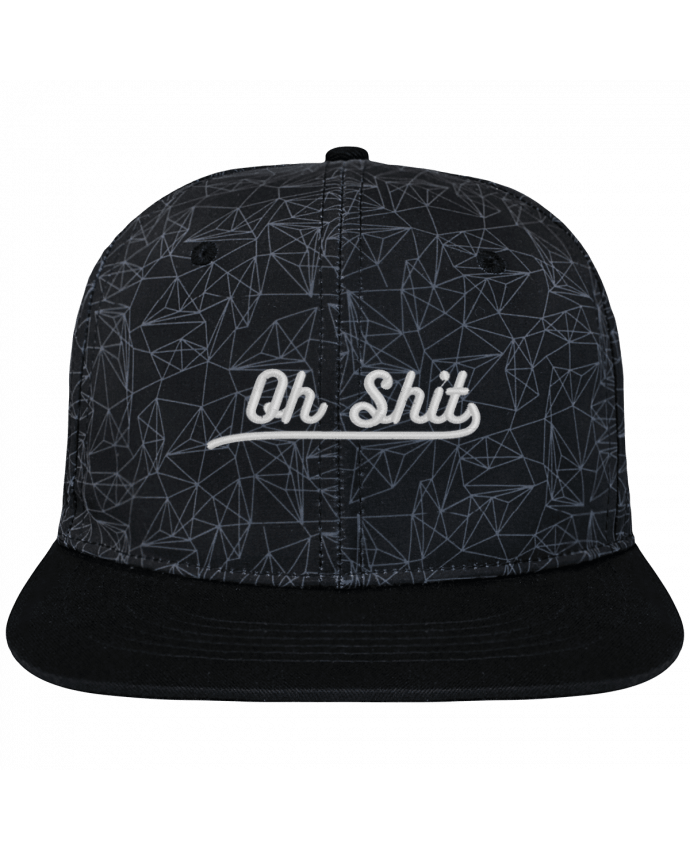 Casquette snapback geometric noire Oh shit brodé avec toile imprimée et visière noire