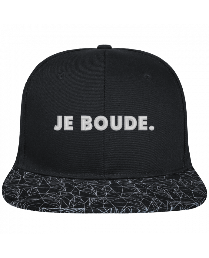 Snapback noire visière géométrique Je boude. brodé avec toile noire 100% coton et visière imprimée 1