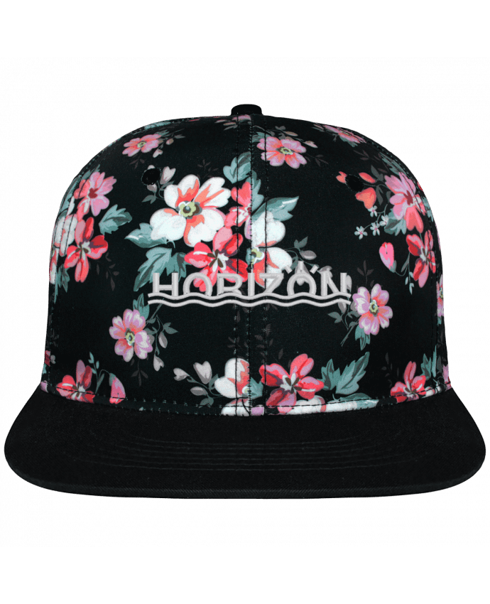 Snapback Cap Black Floral crown pattern Horizon brodé avec toile motif à fleurs 100% polyester et visière no