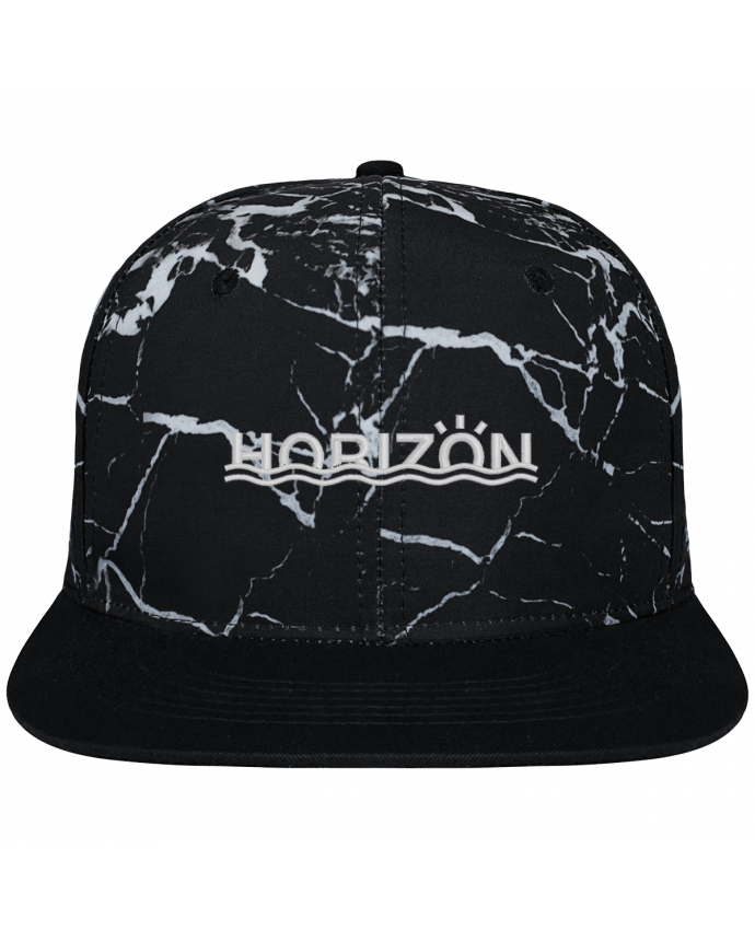 Snapback Cap black mineral Crown pattern Horizon brodé et toile imprimée motif minéral noir et blanc