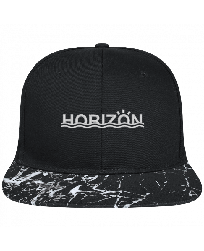 Snapback Cap visor black mineral pattern Horizon brodé avec toile noire 100% coton et visière imprimée motif 