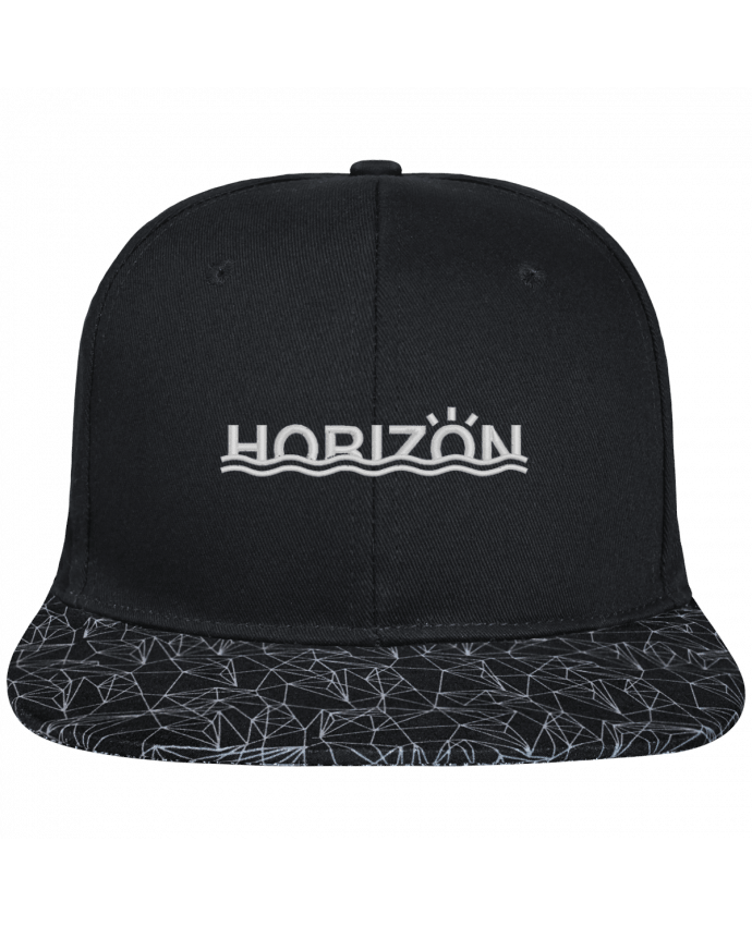 Snapback noire visière géométrique Horizon brodé avec toile noire 100% coton et visière imprimée 100