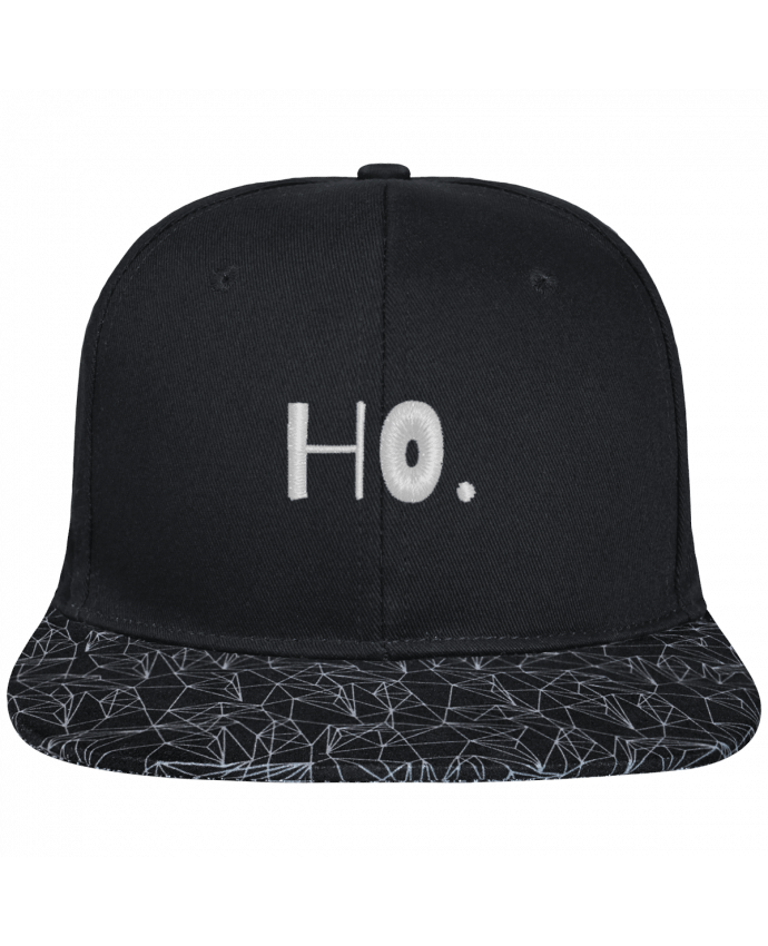 Snapback Cap visor black geometric pattern Ho. brodé avec toile noire 100% coton et visière imprimée 100% po